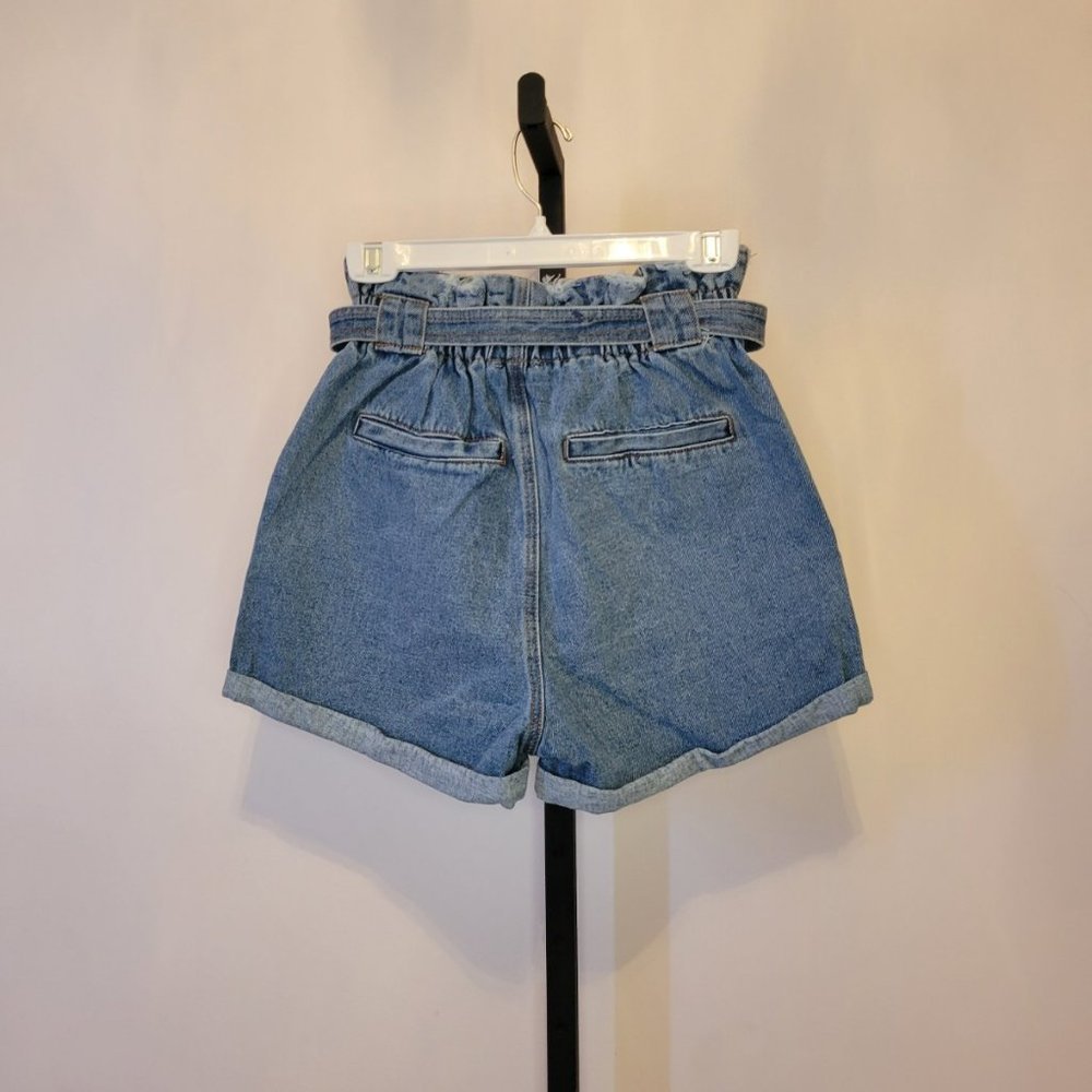 JLUX High Waisted Denim  Belted Distressed Shorts - Picture 6 of 7